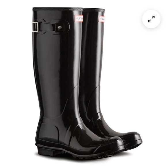 Hunter Tall Black Glossy Boots - Picture 1 of 16